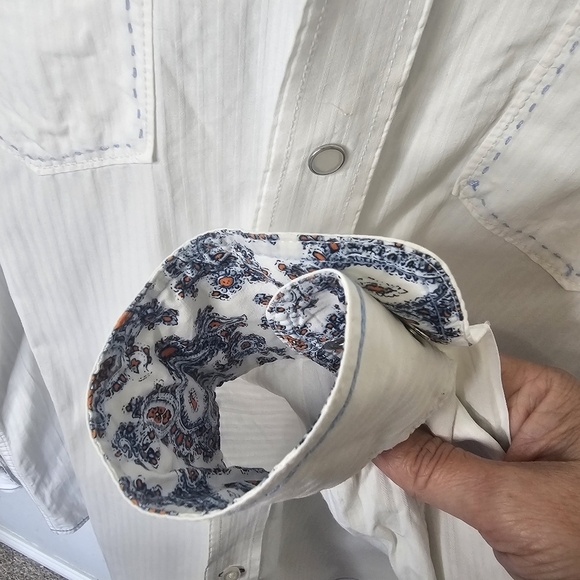 Rough Stock Panhandle Slim Western Embroidered Womens L Long Sleeve  Pearl *FLAW - Picture 8 of 16